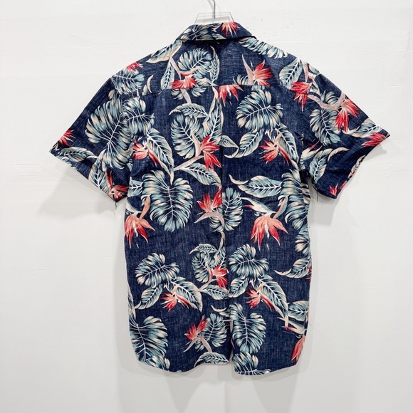 Molokai Surf Co Short Sleeve Hawaiian Print Button Up Short Blue Large Cotton - Picture 2 of 5